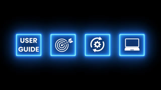 User Guide Concept with Glowing Neon Icons for Software Tutorial, Onboarding, and Digital Instructions
