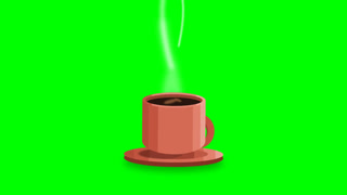 Hot Coffee Cup with Rising Steam on Green Screen Background for Beverage and Cafe Animation Projects