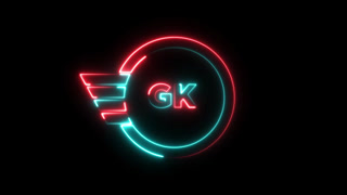 Dynamic Red and Cyan Neon Logo Reveal Animation with Glowing Circles and Wings for a Modern Brand Intro
