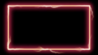 Glowing red neon rectangle frame with electric lightning effects, perfect for retro, cyberpunk, and modern promo text or video borders.