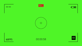 4K Camera Recording Interface Overlay with Focus Target and Green Screen