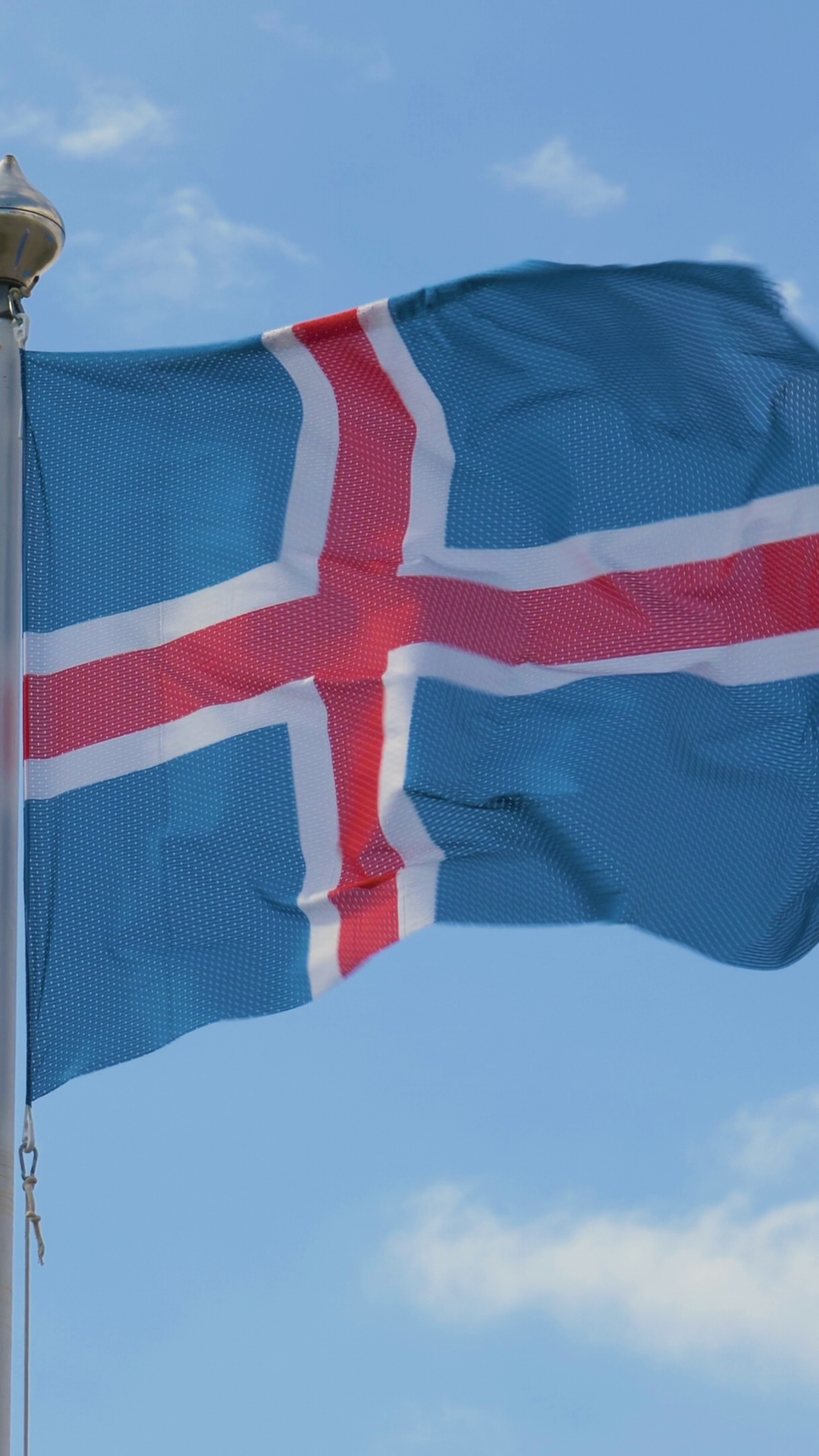 Waving Flag Of Iceland Blue Sky With Clouds Stock Footage SBV-353036443 ...