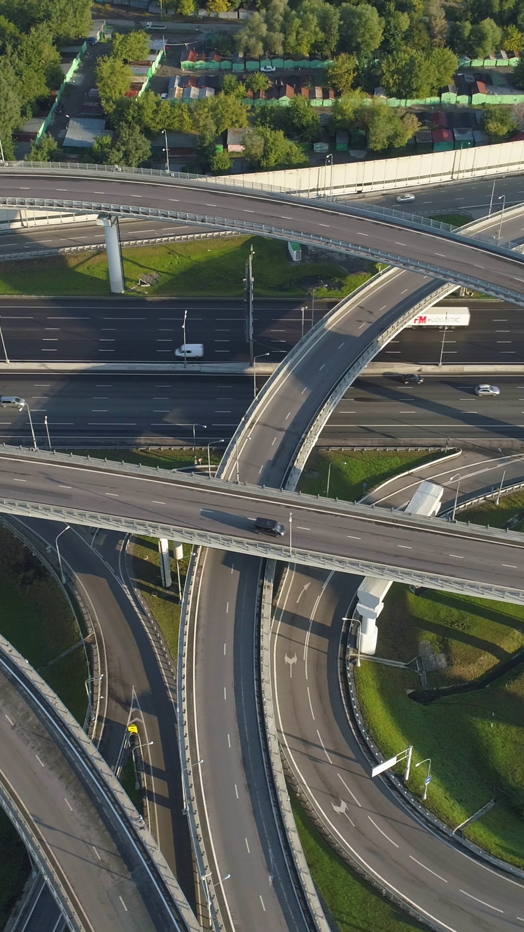 Multi-level Road Junction Cars Traffic Drone Stock Footage SBV ...