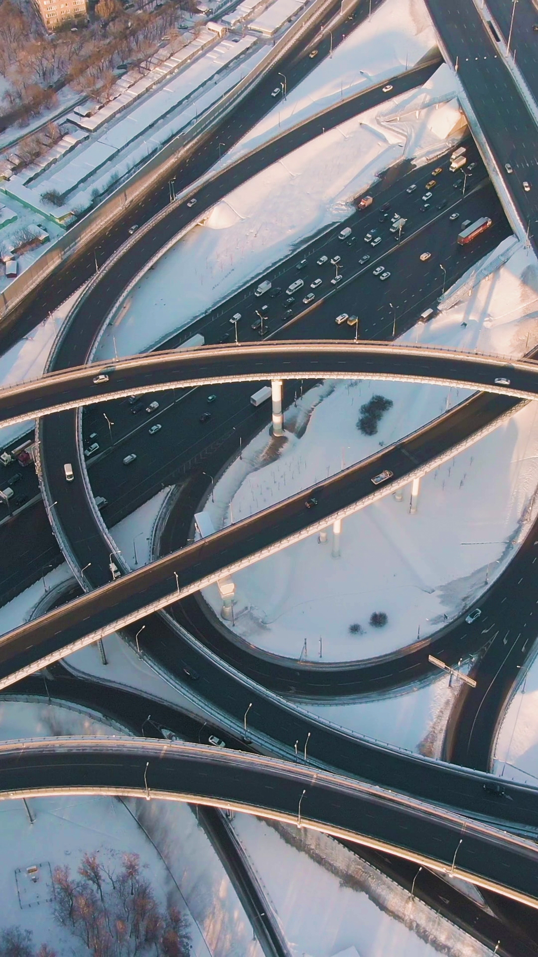 Complex Flyover Road Traffic At Sunny Winter Stock Footage SBV ...