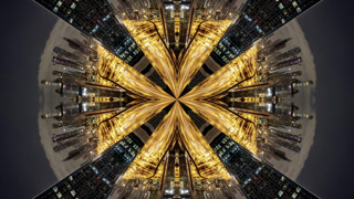 Timelapse of the dubai skyline at night made into an abstract pattern