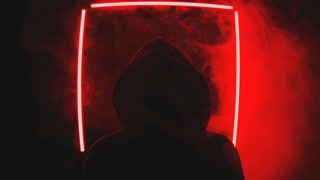 Silhouette of Man in red light