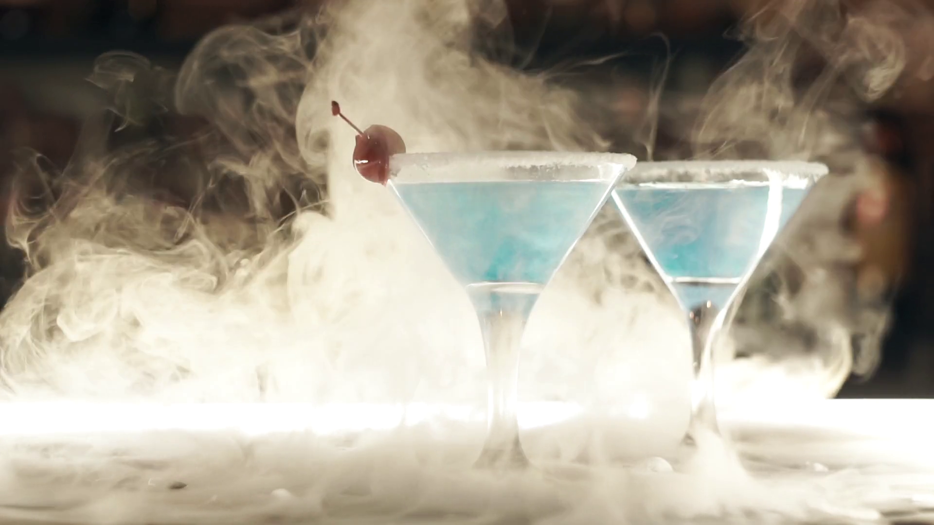 Cocktails With Dry Ice On Bar Stock Footage SBV337883083 Storyblocks