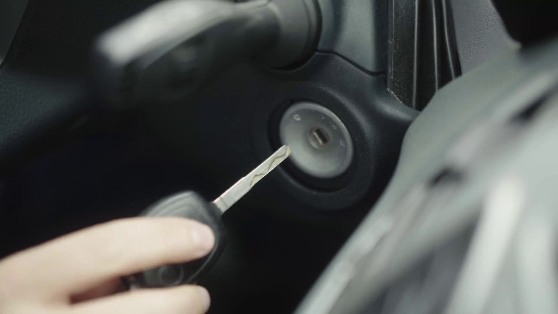 The Hand Inserts Ignition Key Turns To Start Stock Footage SBV