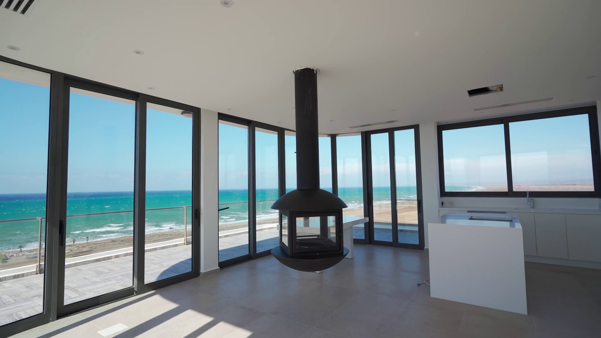View of Oceanfront Penthouse Interior Showcases Stock Footage SBV-348831292 ...