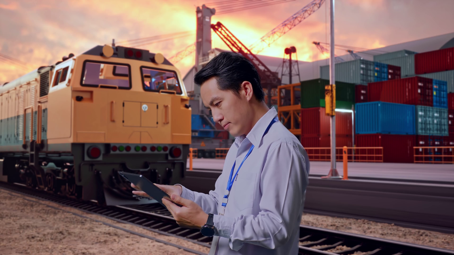 Asian Male Worker Use Tablet Industrial Stock Footage SBV-352606040 ...