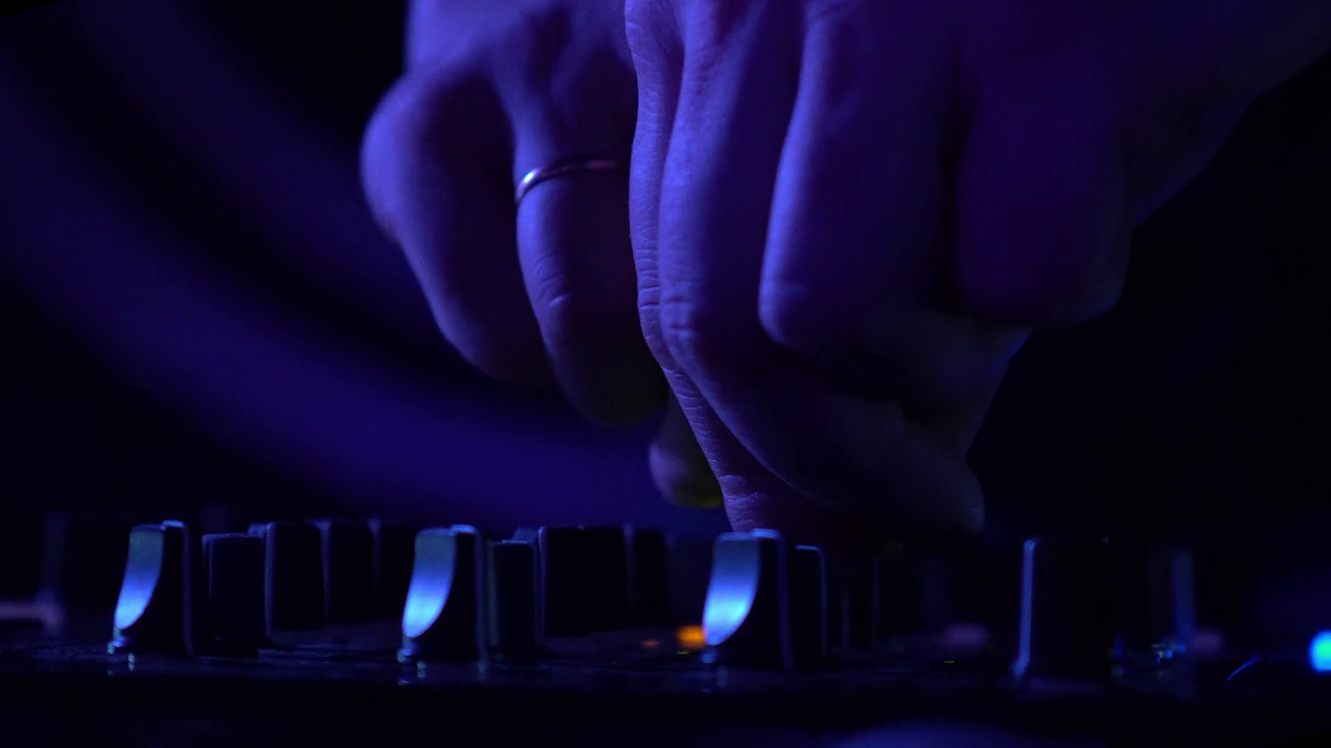 Dj Stands Behind Mixer Footage Dj Controller Stock Footage SBV ...