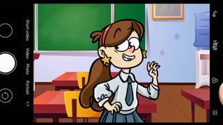Schoolgirl waving goodbye to in animation