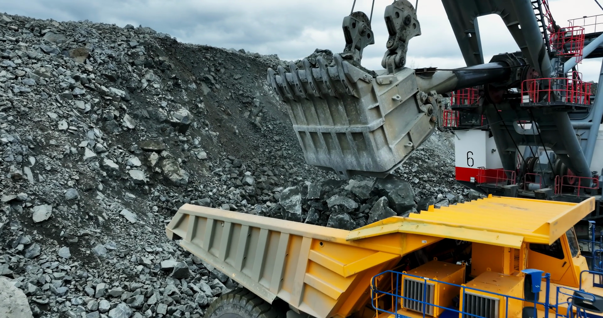 Excavator Loading Ore Into Mining Truck Stock Footage SBV-352345013 ...