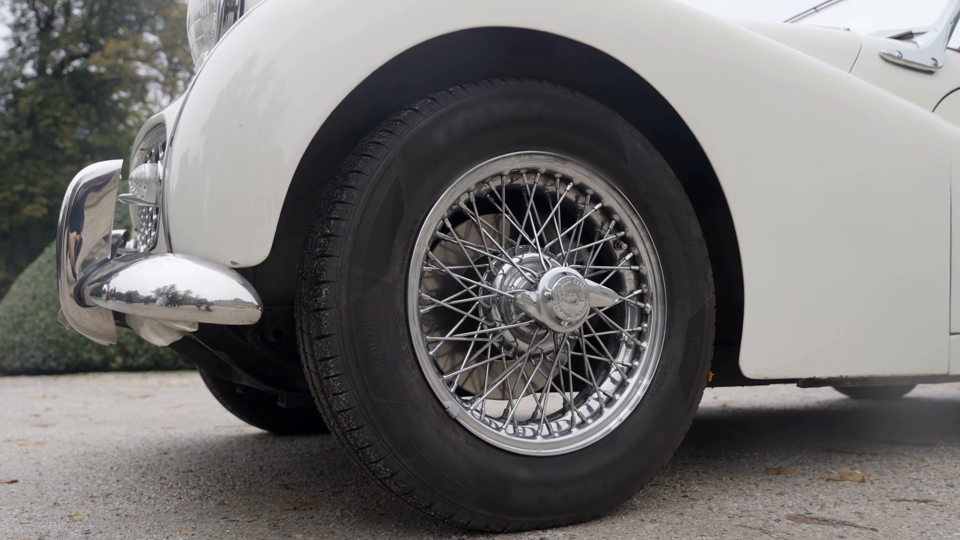 White Vintage Car Wheel Detail On Asphalt Stock Footage SBV-352545068 ...