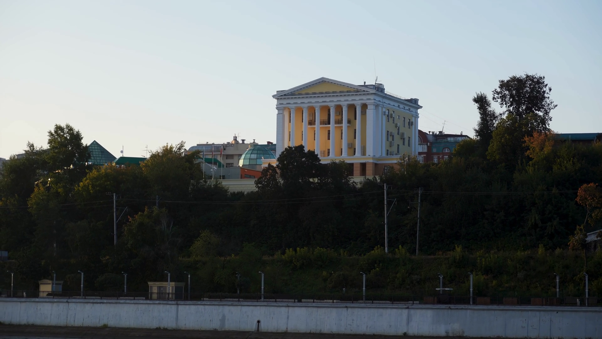 Elegant Building With Columns Illuminating Stock Footage SBV-352570568 ...