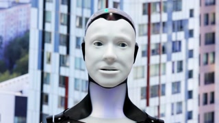 Humanoid robot showing different facial expressions. Media