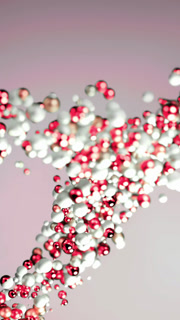 Floating Red And White Microscopic Beads Weave Elegant Spiral Pattern With Depth And Movement. Design
