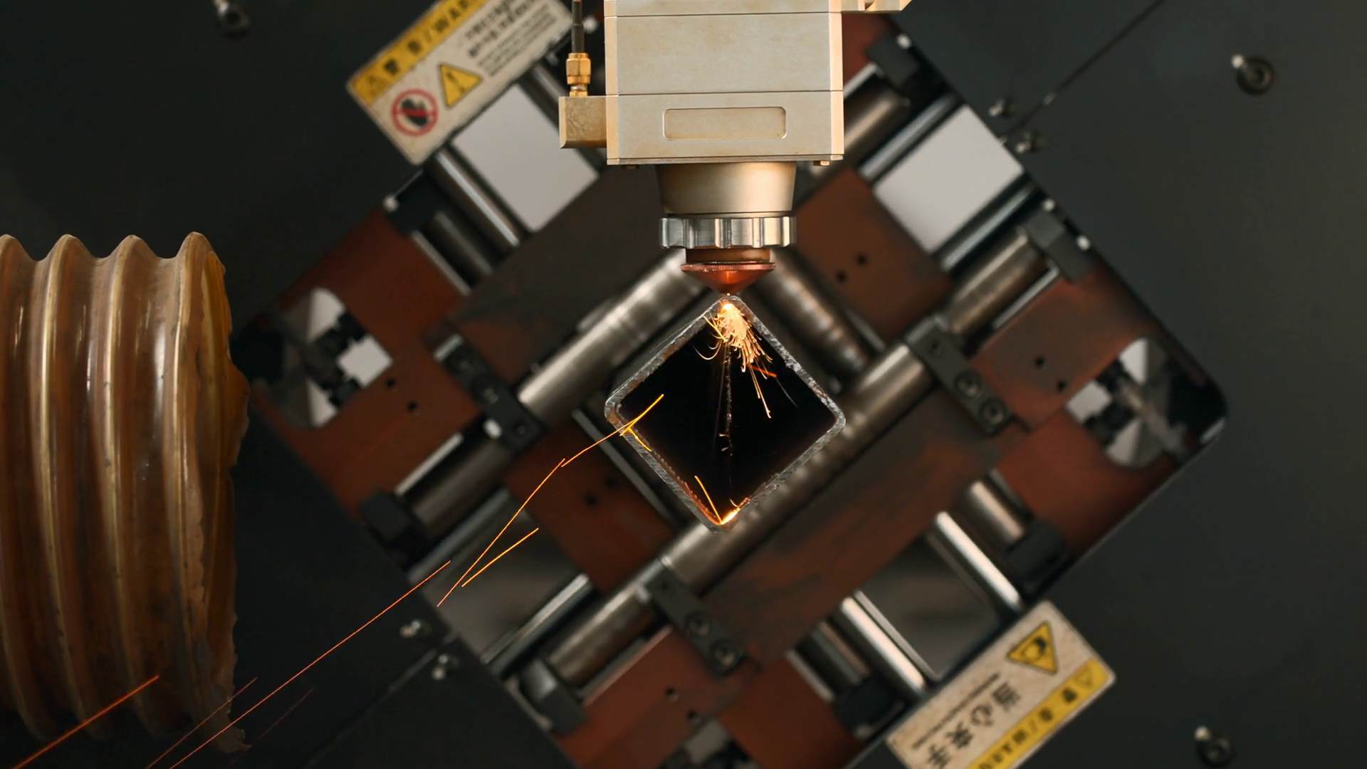Industrial Laser Cutting Edge Of Square Stock Footage SBV-348512422 ...