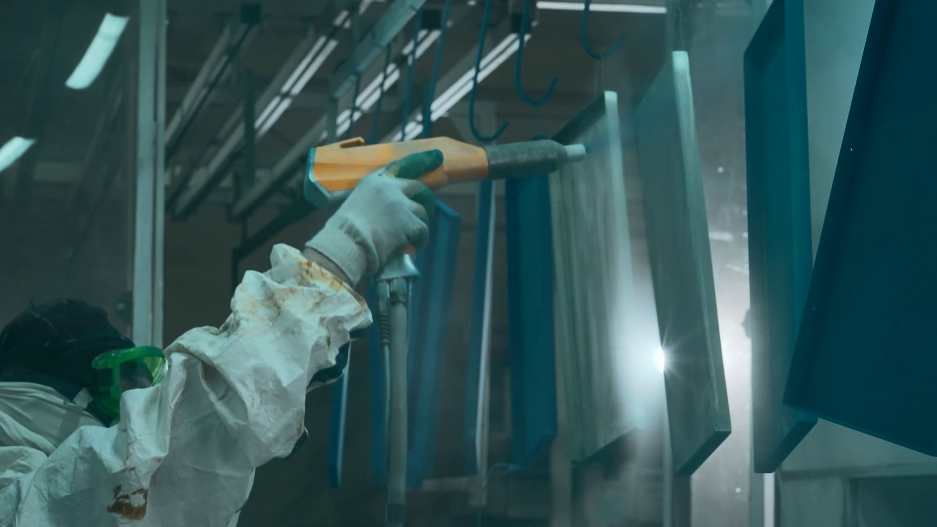 Worker Spray Paints Metal Sheets Creative Stock Footage SBV-348510927 ...