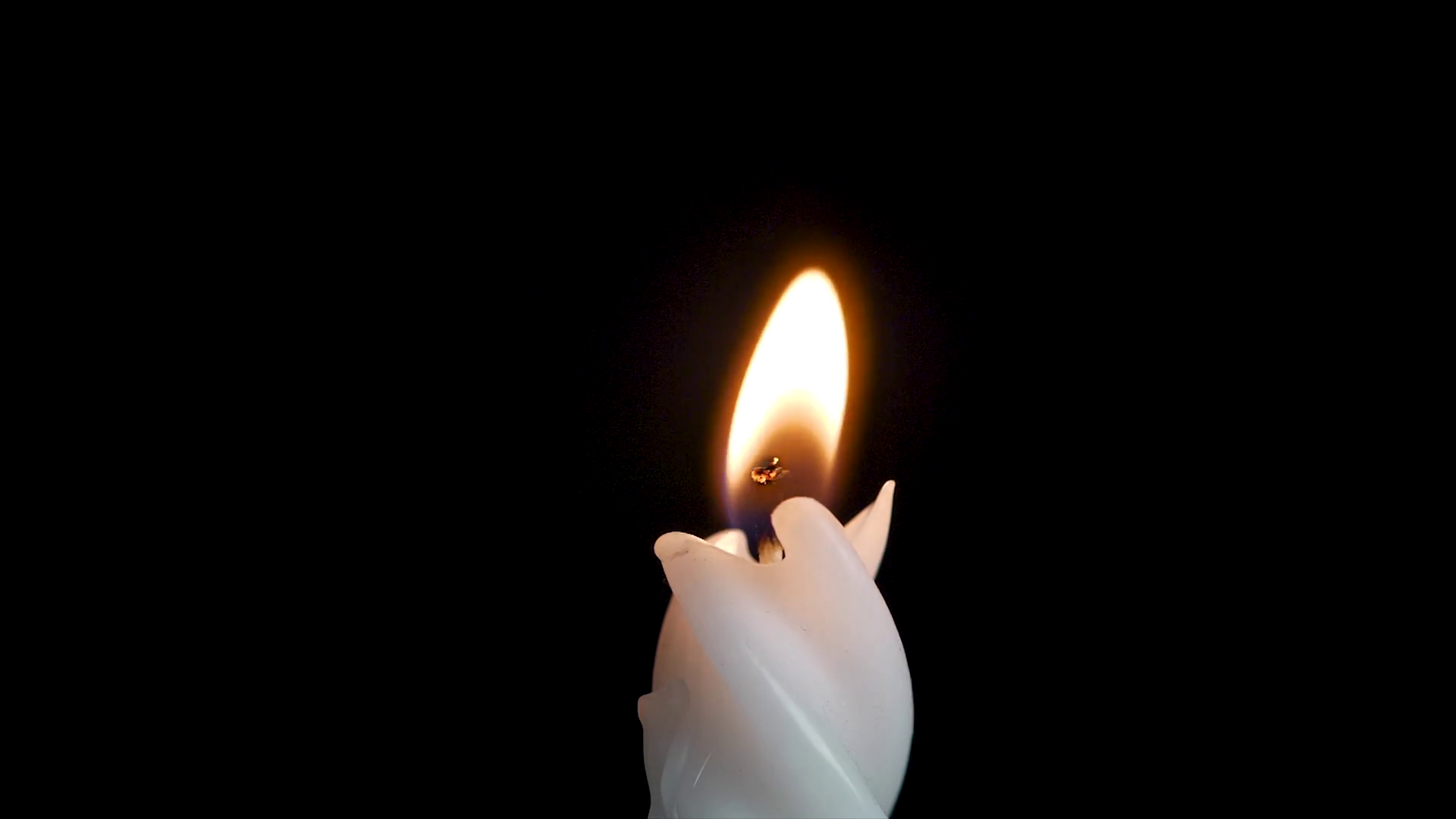 White Long Candle On Black Background Single Stock Footage SBV