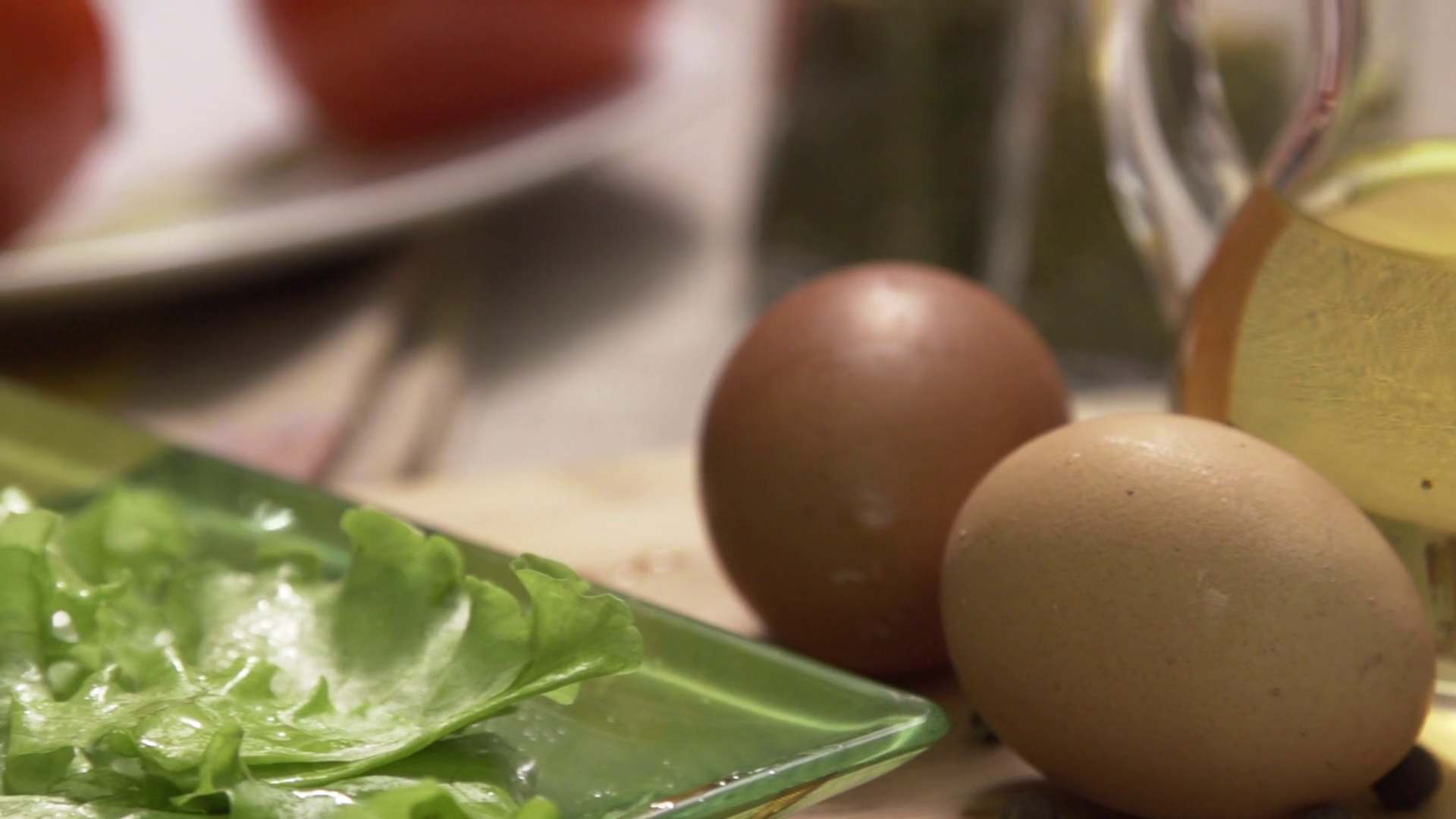 Lettuce Falling On Plate - Video In Slow Stock Footage SBV-348578603 ...