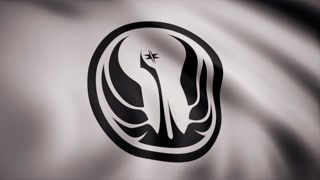 Waving in the wind flag with the symbol of Star Wars. The animation of the flag of the Star Wars Symbol. The star Wars theme. Editorial use
