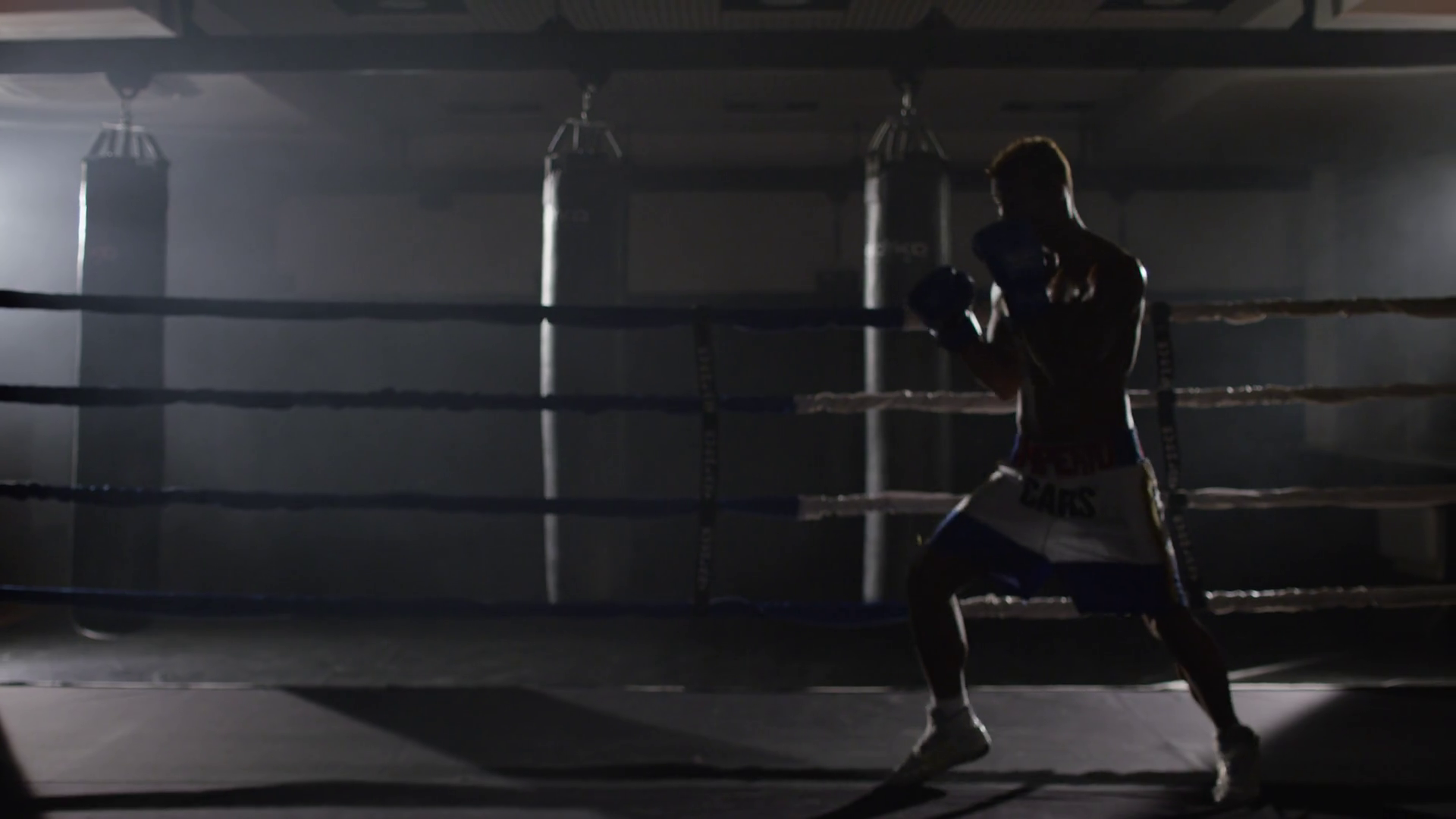 Kickbox Fighter Shadow Boxing In Ring Stock Footage SBV-348586514 ...