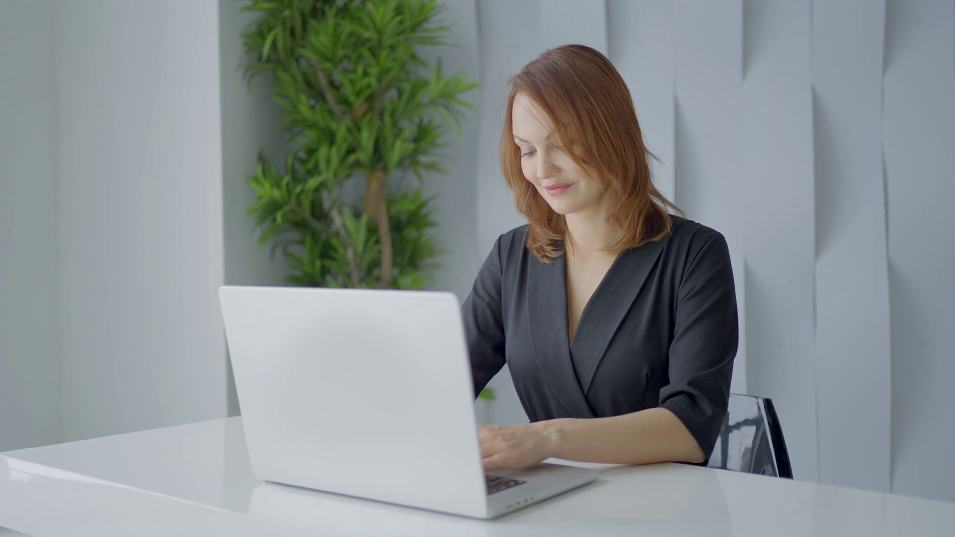 A Woman Working At Computer Action Striking Stock Footage SBV-348595392 ...