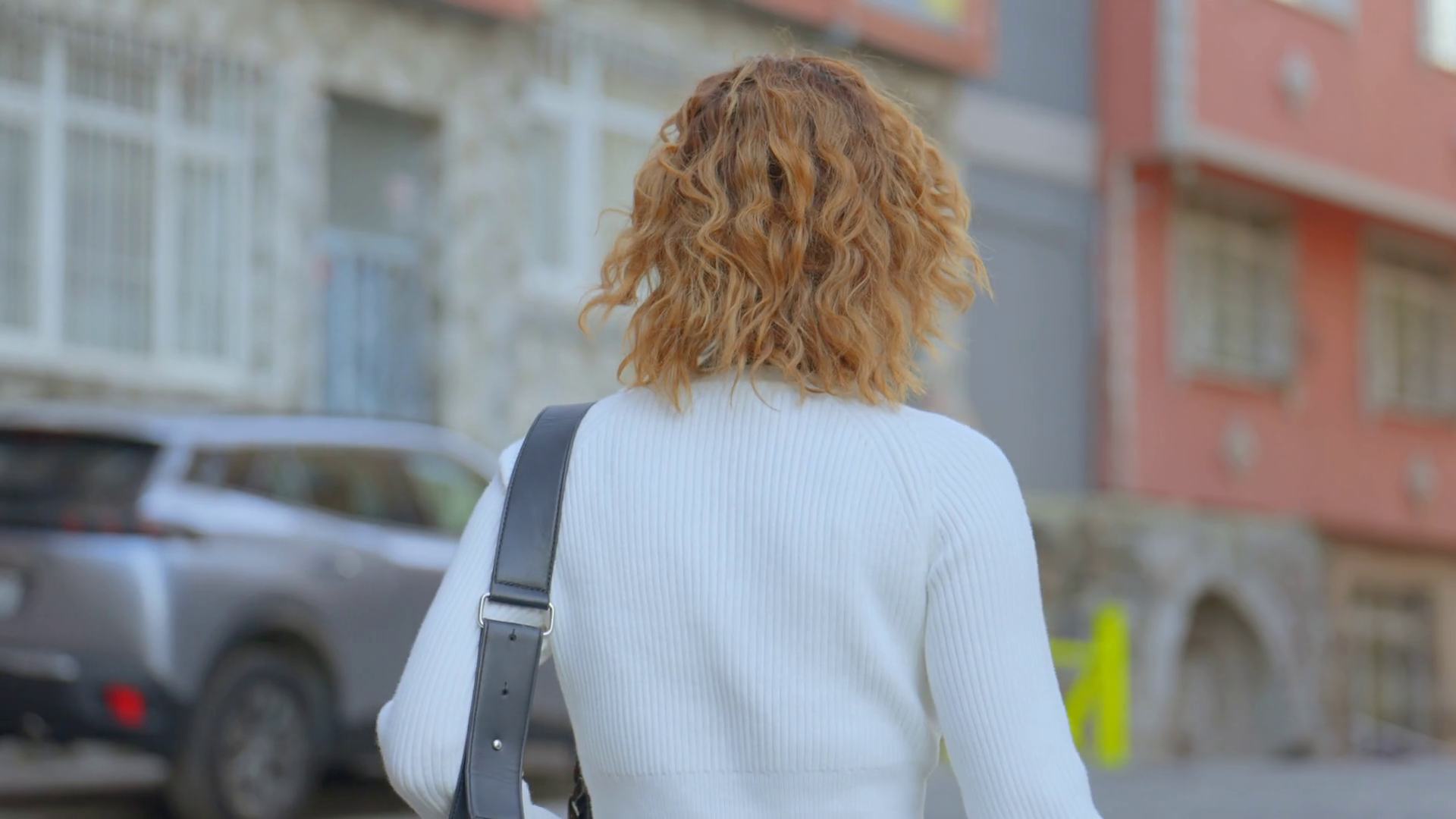 Rear View Of Young Woman With Red Curly Hair Stock Footage SBV ...