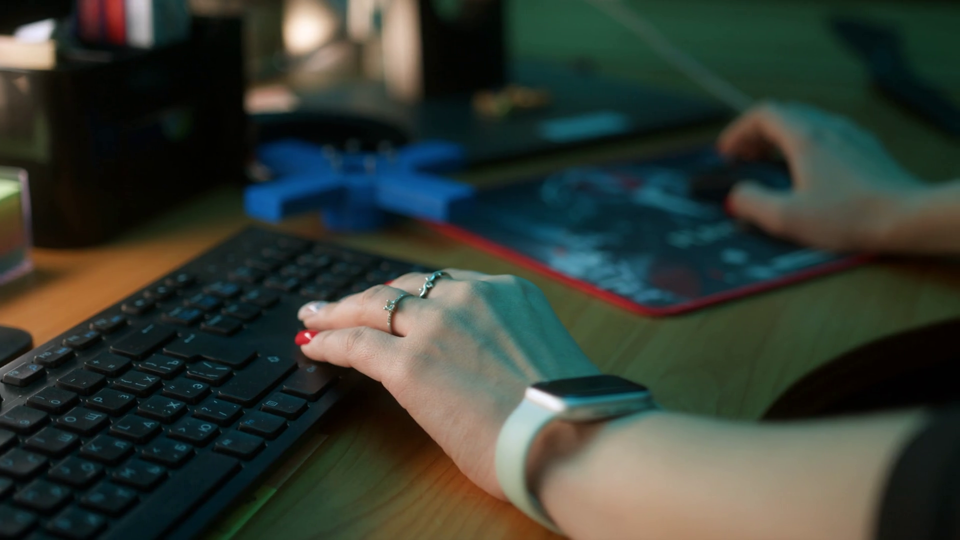 Close Up Of Female Hands Using Computer At Stock Footage SBV-348674573 ...