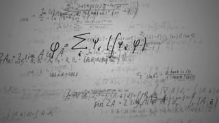 Presentation of the mathematical formulas with symbols, numbers, and letters.