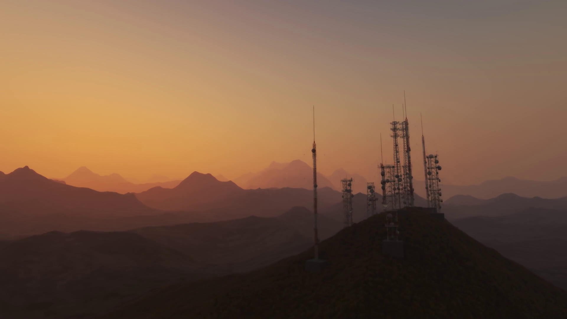 Antenna Complex On Hill Flythrough Tall Stock Motion Graphics SBV