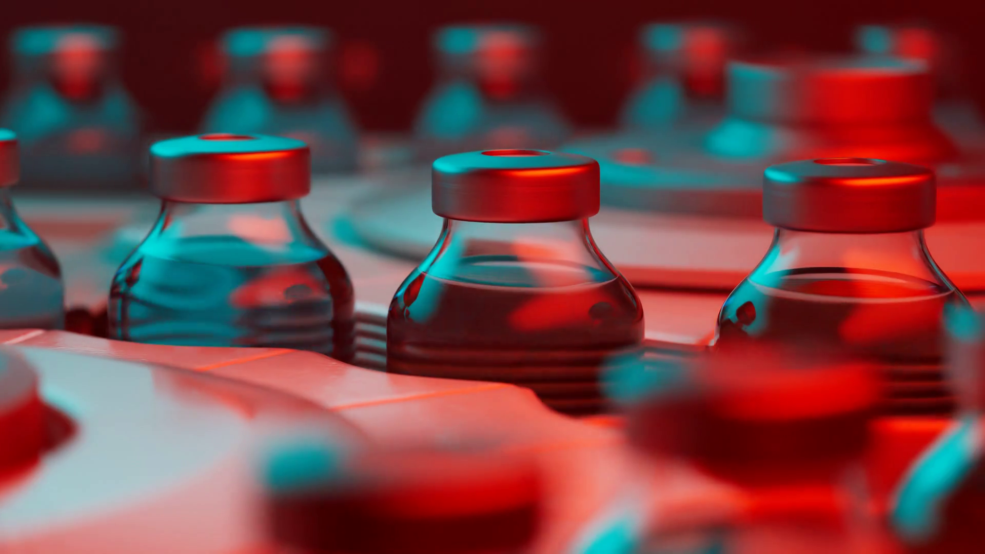 Blue Vaccine Bottles On Conveyor Belt Stock Motion Graphics SBV