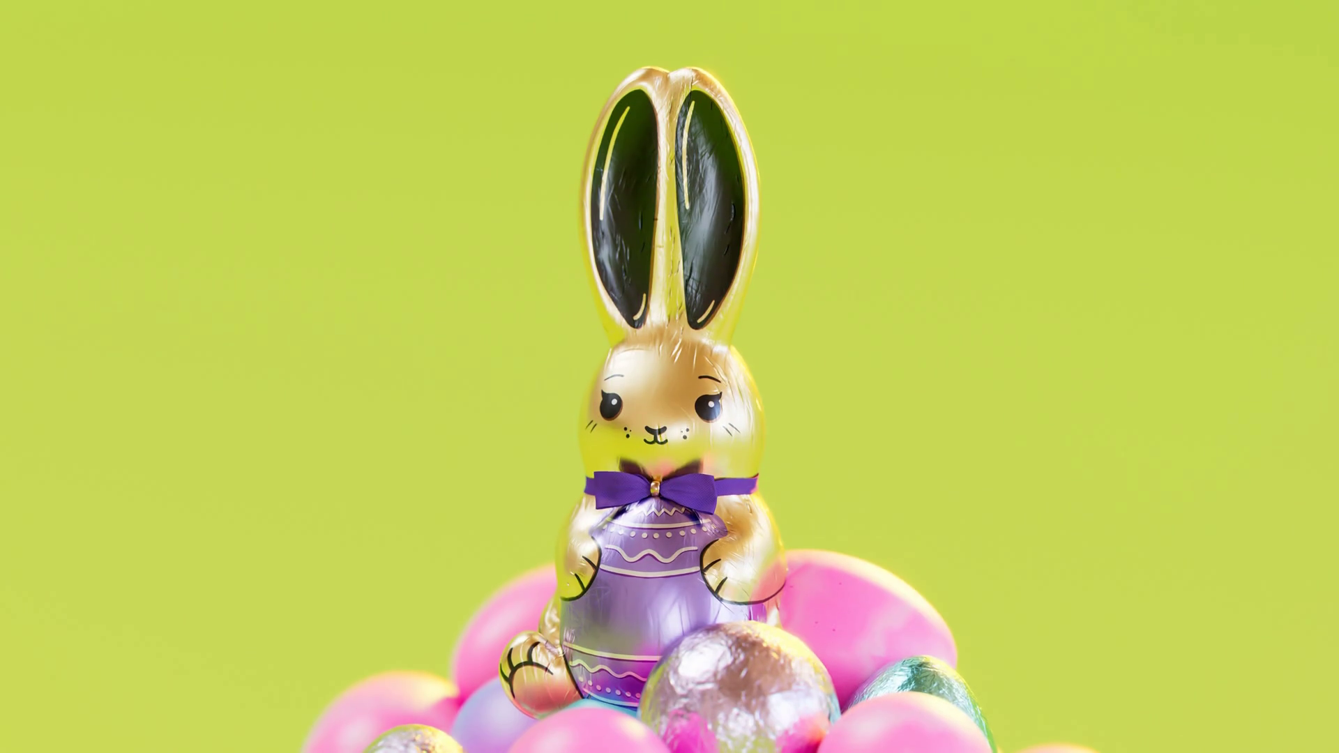 Cute Chocolate Bunny Sitting On Top Of Pile Stock Motion Graphics SBV