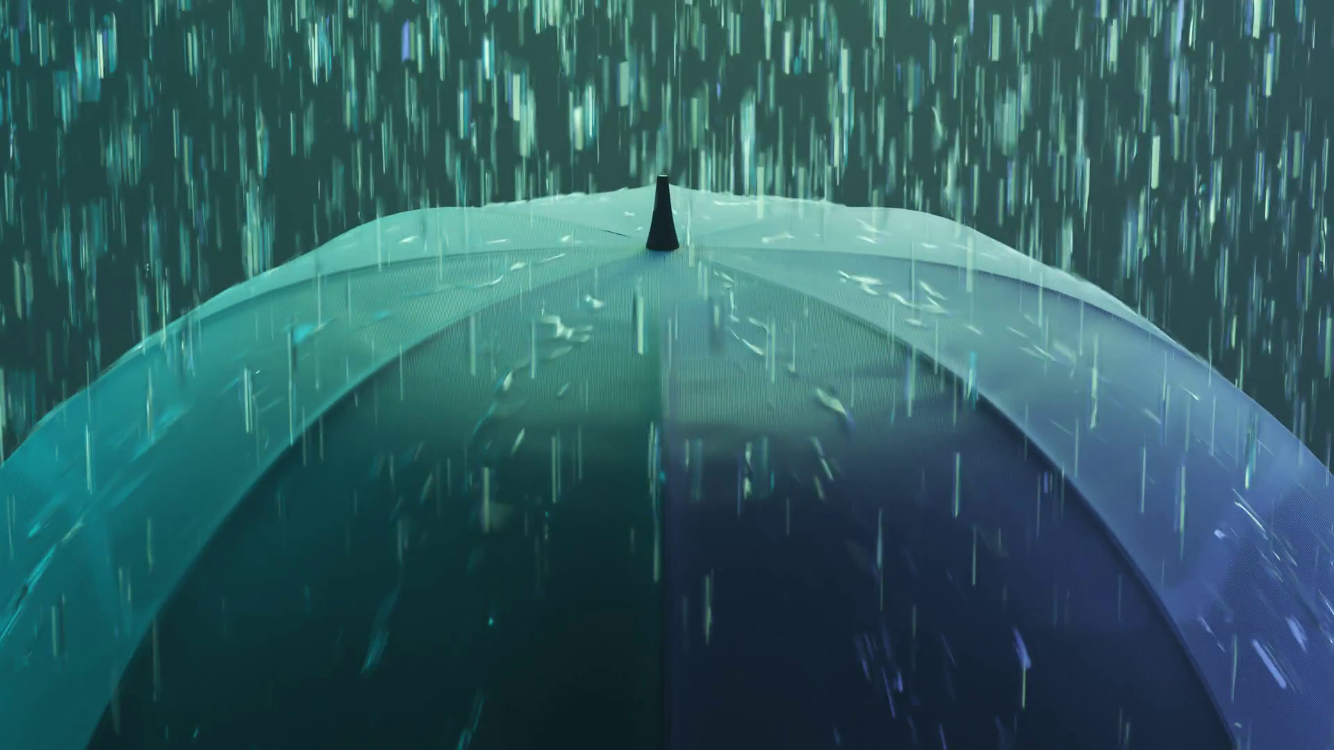 Heavy Raindrops Falling On Black Umbrella Stock Motion Graphics SBV