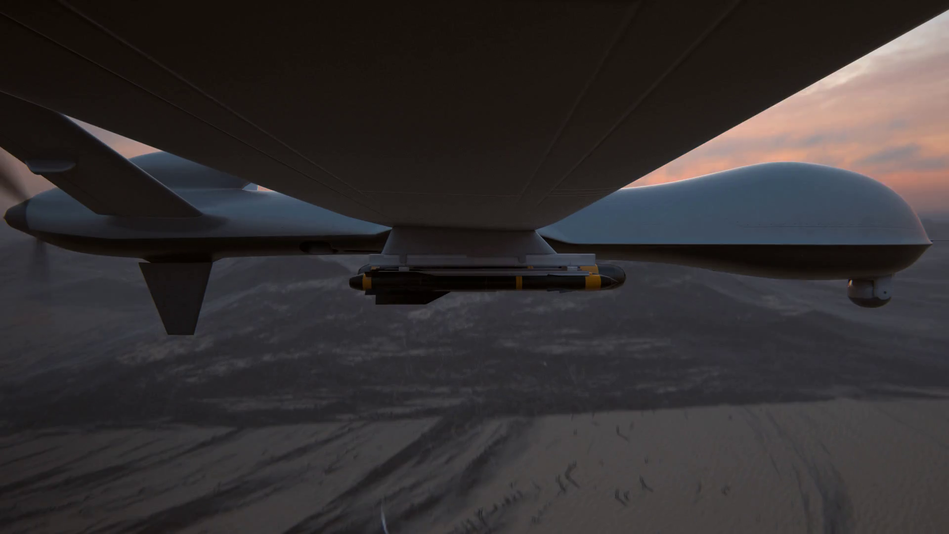 Military Predator Drone Flying At Night Stock Motion Graphics SBV