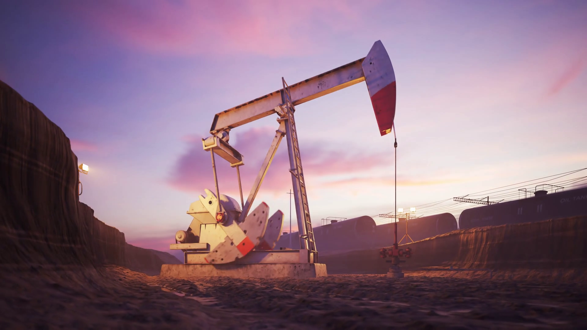 Pumpjack Working In Flooded Excavation Crude Stock Motion Graphics SBV