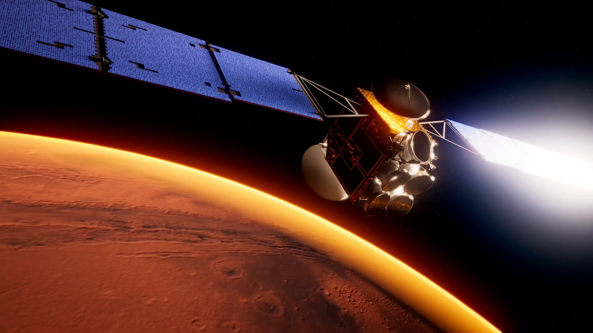 Satellite Floating On Orbit Of Mars Stock Motion Graphics SBV347477566