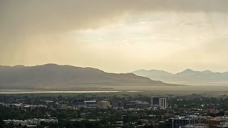 Time lapse of storm blowing rain and dust through the City of Provo