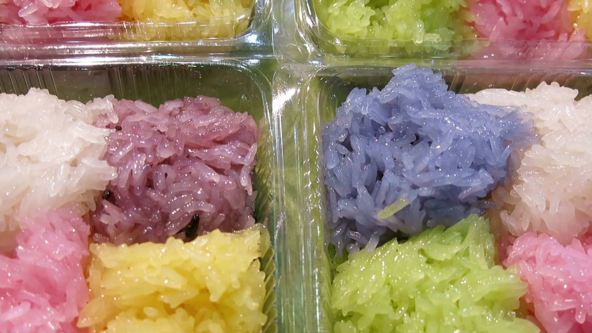 Colorful Sticky Rice Desserts In Plastic Stock Footage SBV-353024853 ...