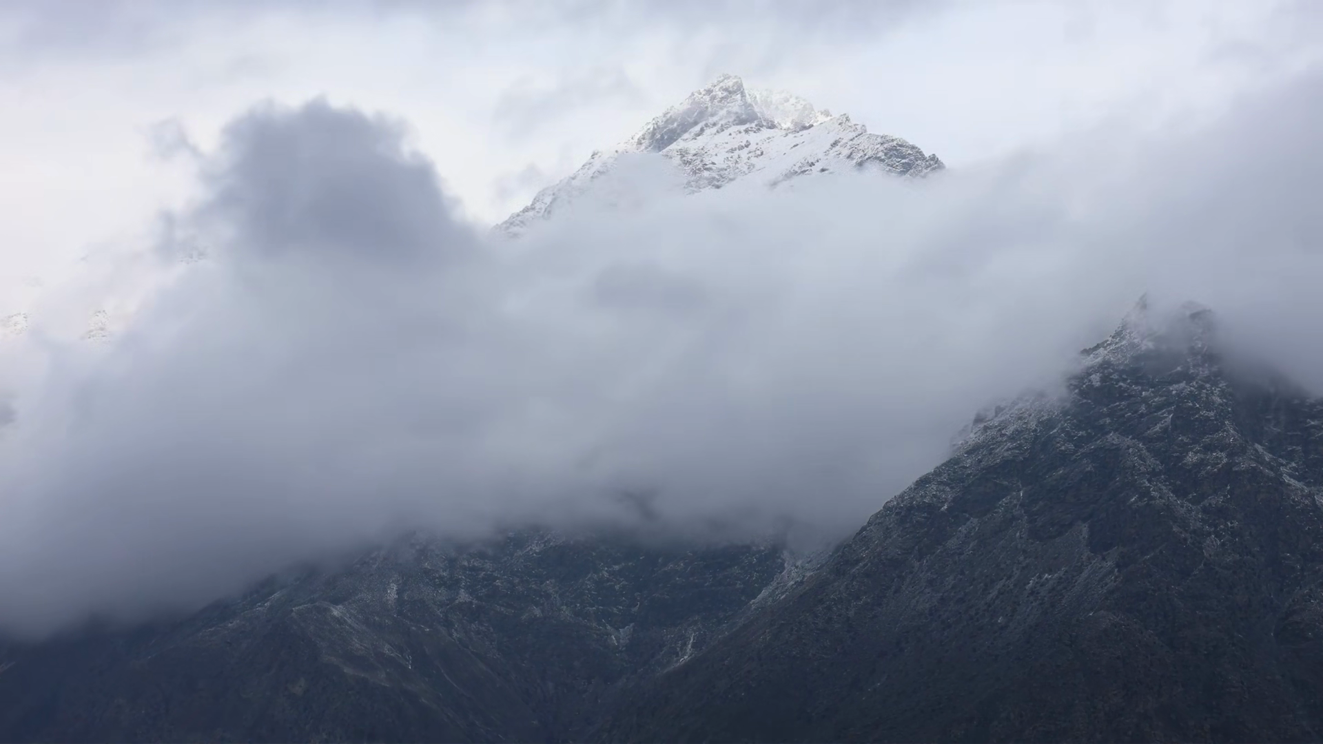 Misty Mountain Peaks Shrouded In Clouds With Stock Footage SBV ...