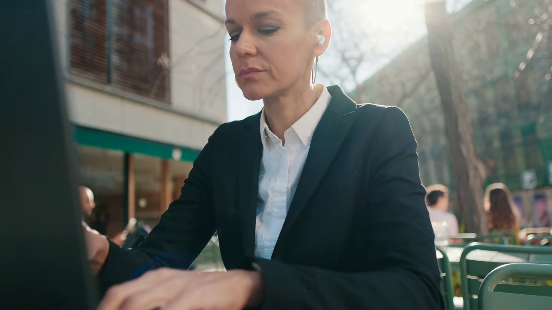 Businesswoman Working Remotely At Outdoor Stock Footage SBV-352177118 ...