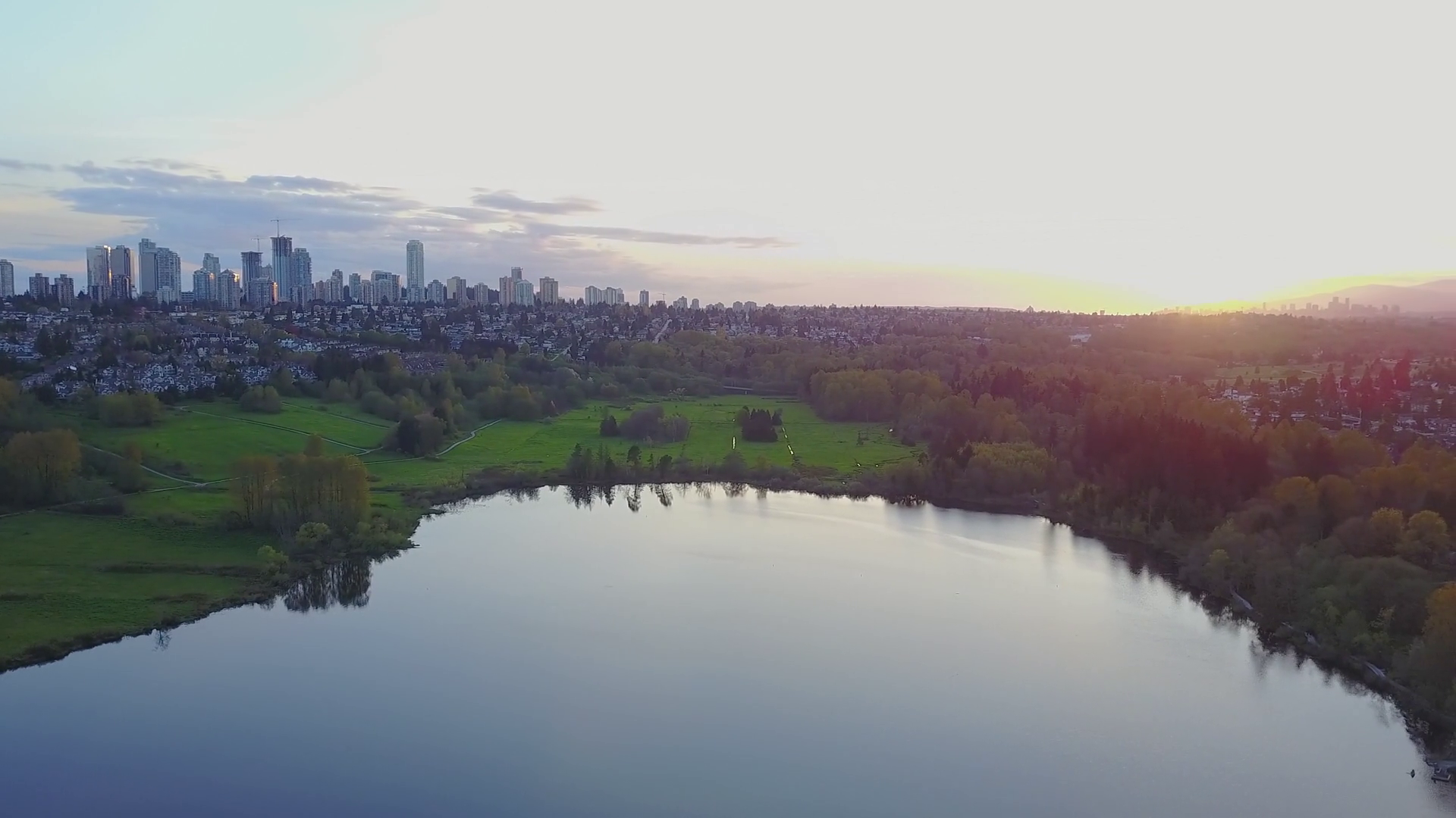 Aerial Footage Of Lake In City Park During Stock Footage SBV-348417126 ...