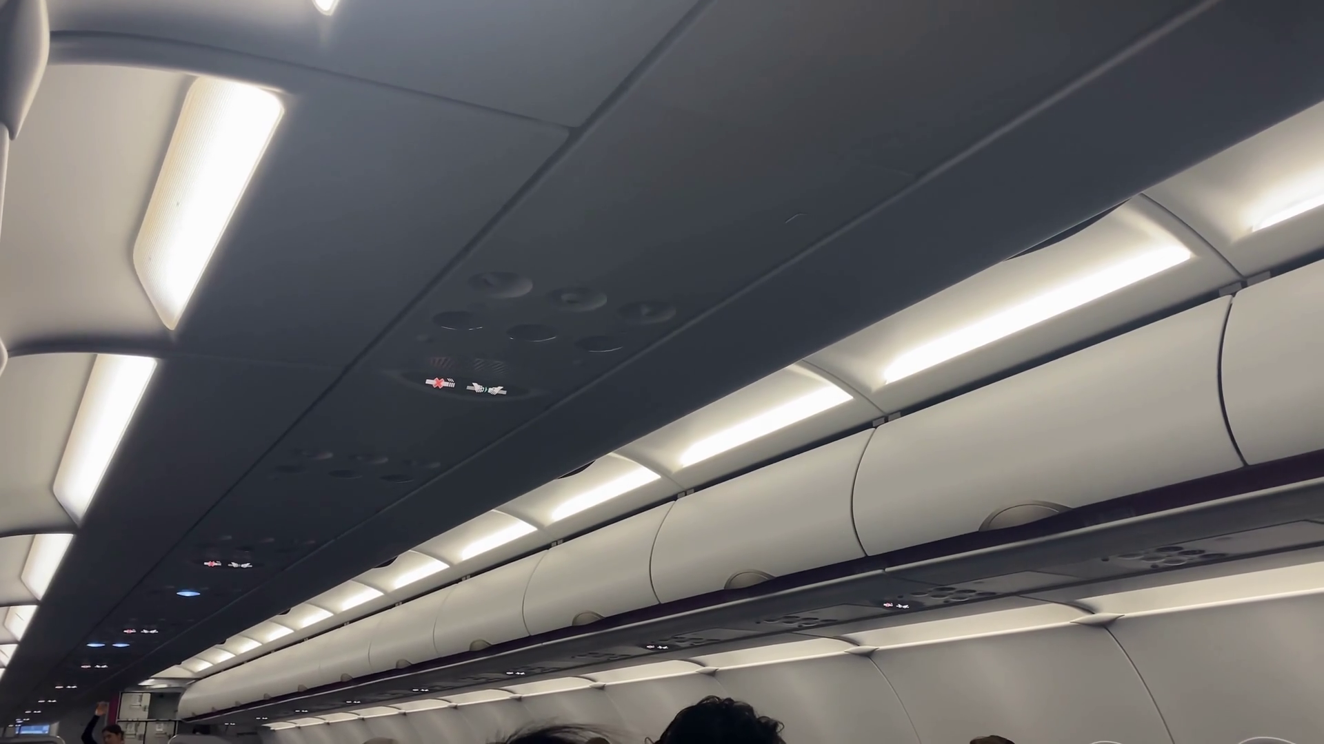 Ceiling Of Airplane Cabin With Lighting Air Stock Footage SBV-352936314 ...