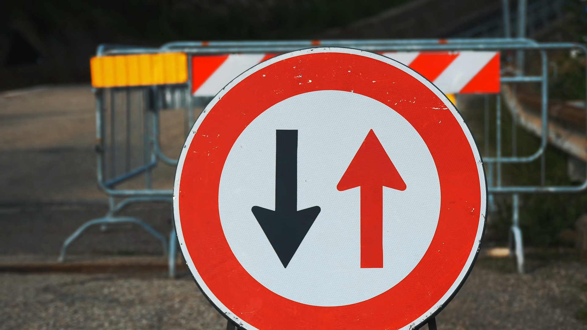 Traffic Sign Priority Of Oncoming Traffic In Stock Footage SBV ...
