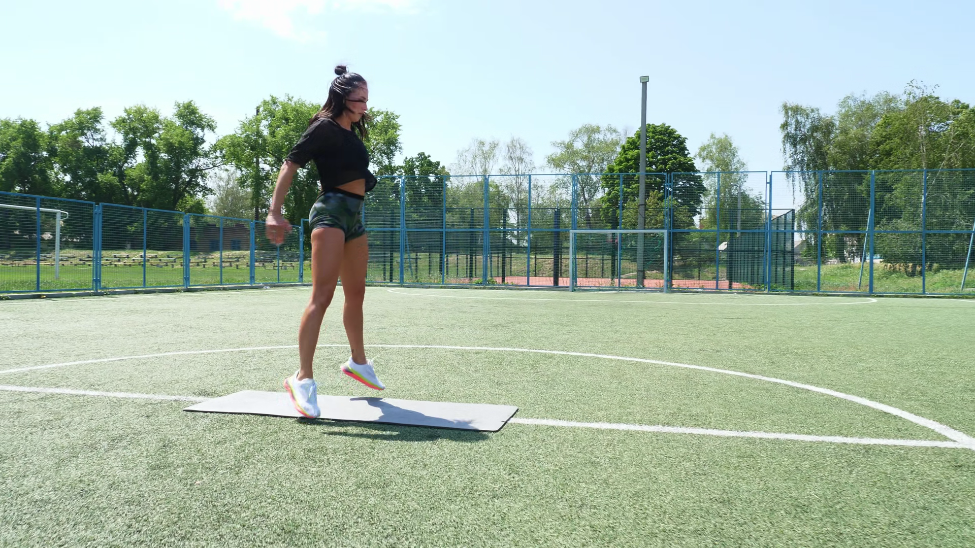 Athlete Performing Jumping Exercise On Mat Stock Footage SBV-353610730 ...
