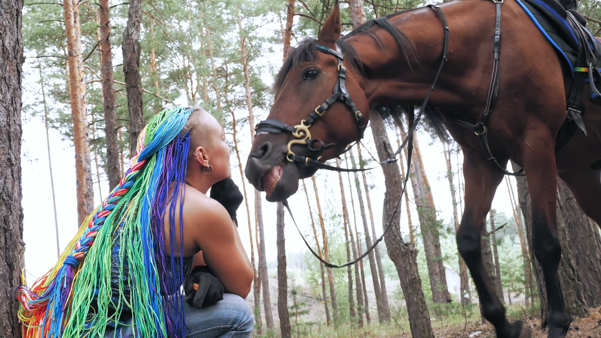 Lgbt Rider With Rainbow Dreadlocks Treating Stock Footage SBV-353565796 ...