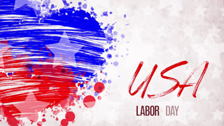 Artistic splashes of American flag with USA Labor Day inscription. Design for Labor Day holiday.