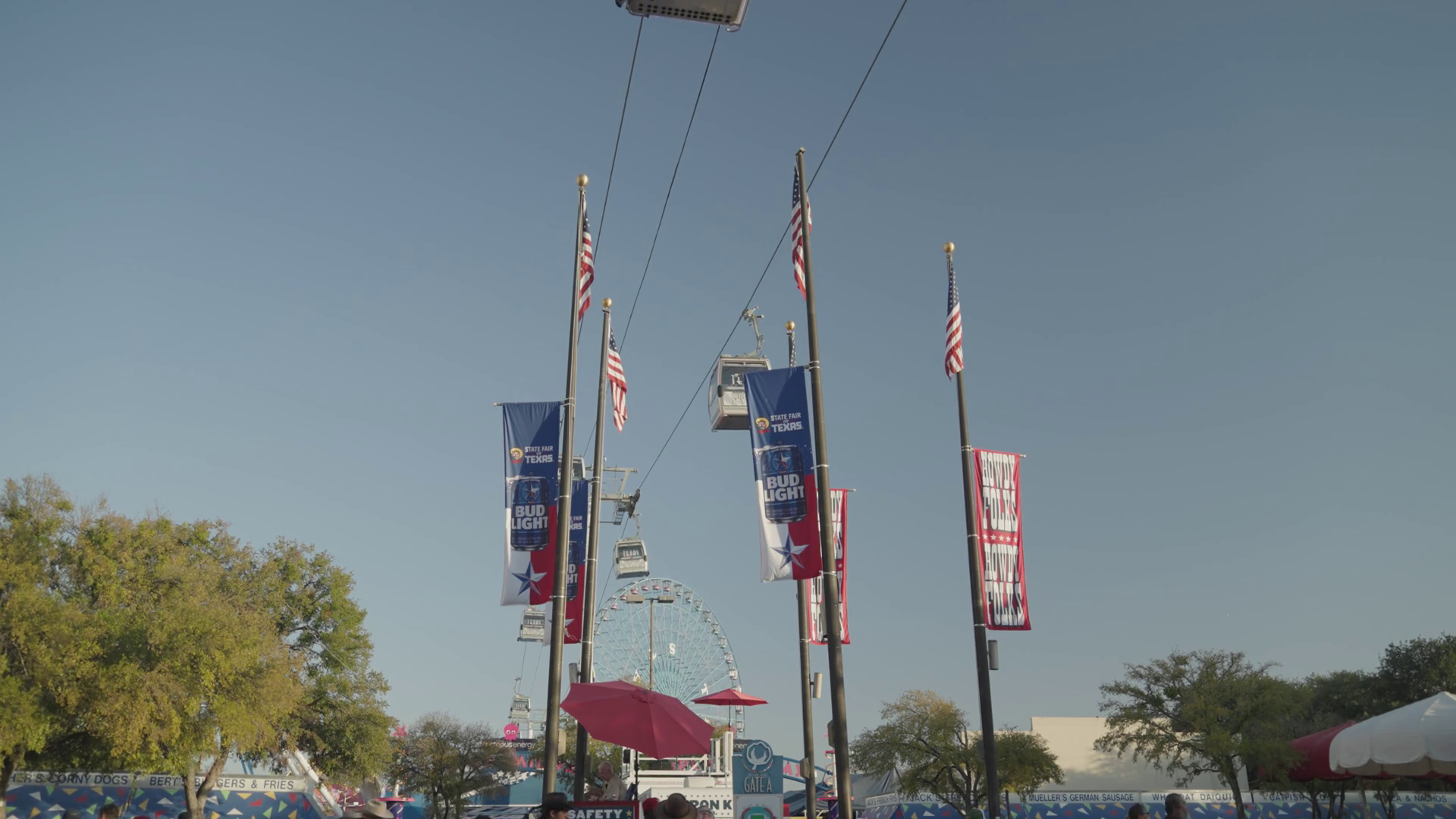 Dallas, Texas, USA October 14 2022 TEXAS SKYWAY Cable Car Gondolas