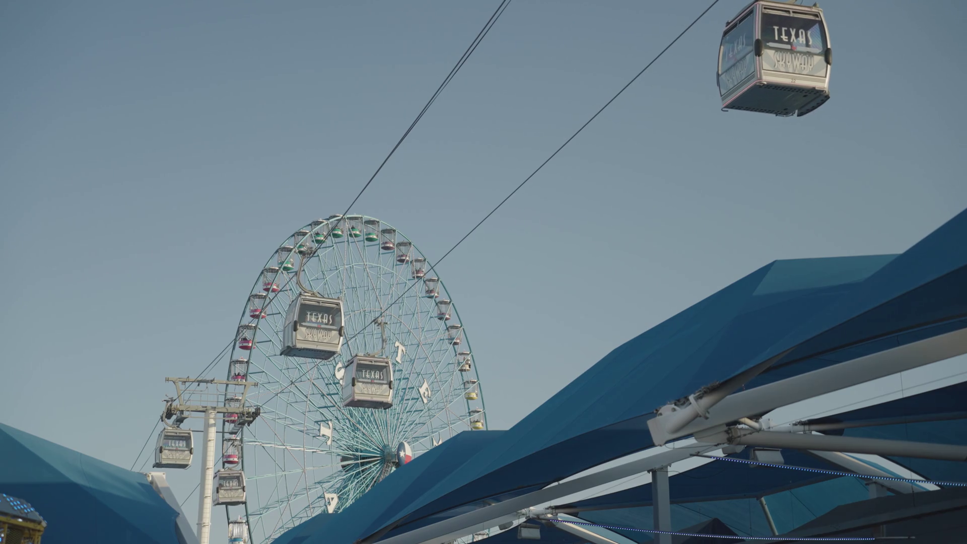 Dallas, Texas, USA October 14 2022 TEXAS SKYWAY Cable Car Gondolas